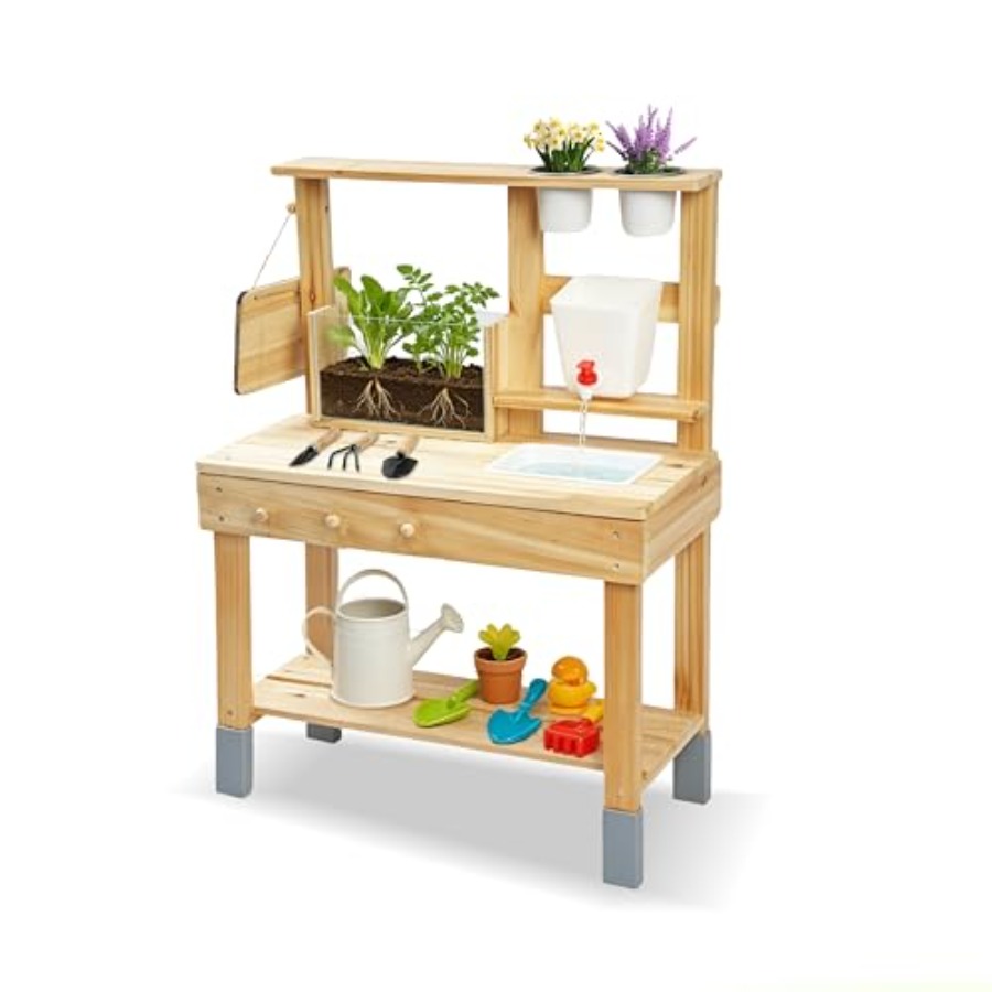 Kids Outdoor Chalkboard - Outdoor Kids Potting Bench With Clearview