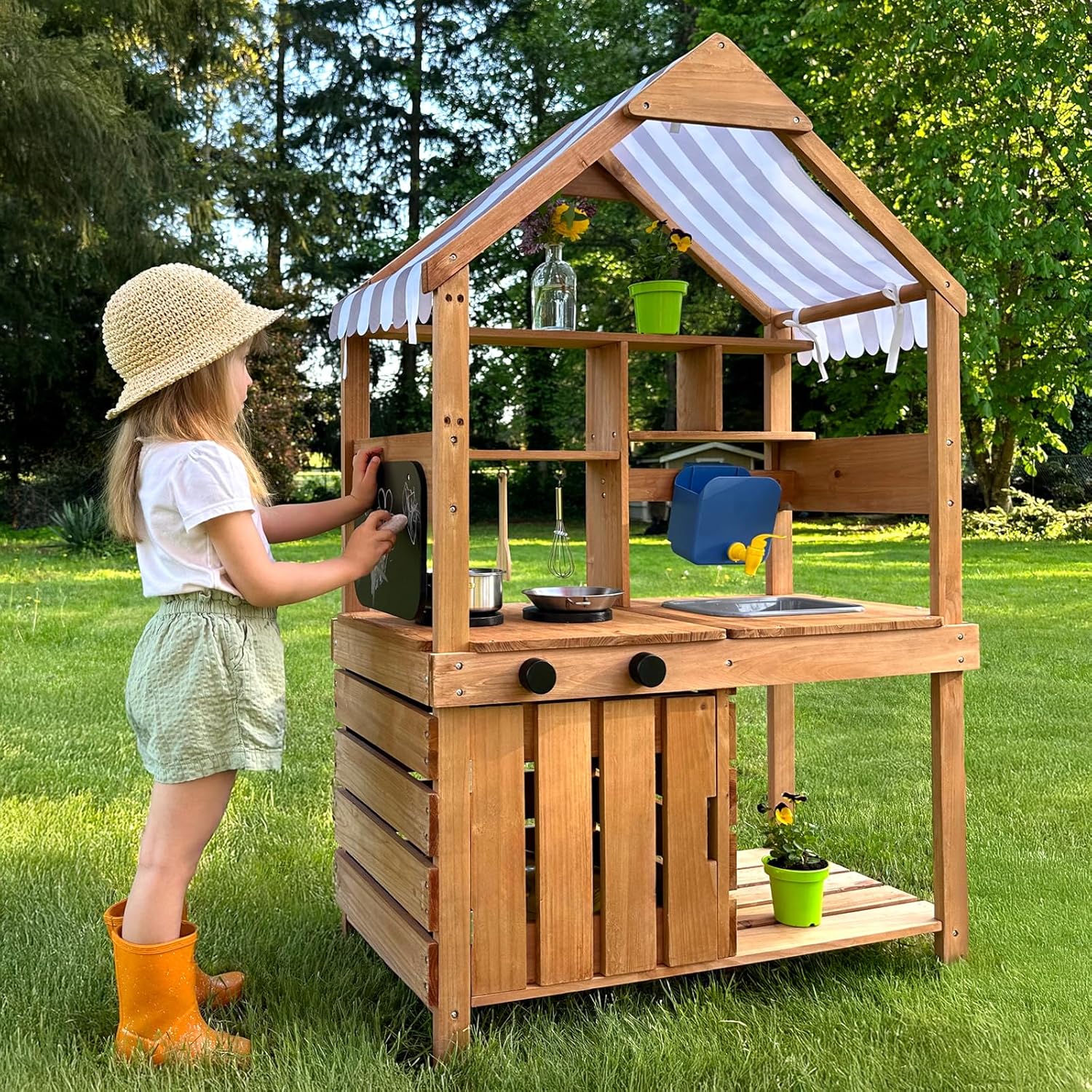 Kids Outdoor Chalkboard - #Mud Kitchen Outdoor Playset Canopy Chalkboard