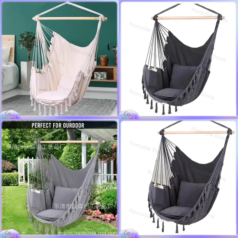 Kids Outdoor Hammock Swing - Outdoor Hanging Chair Cotton Hammock Swing