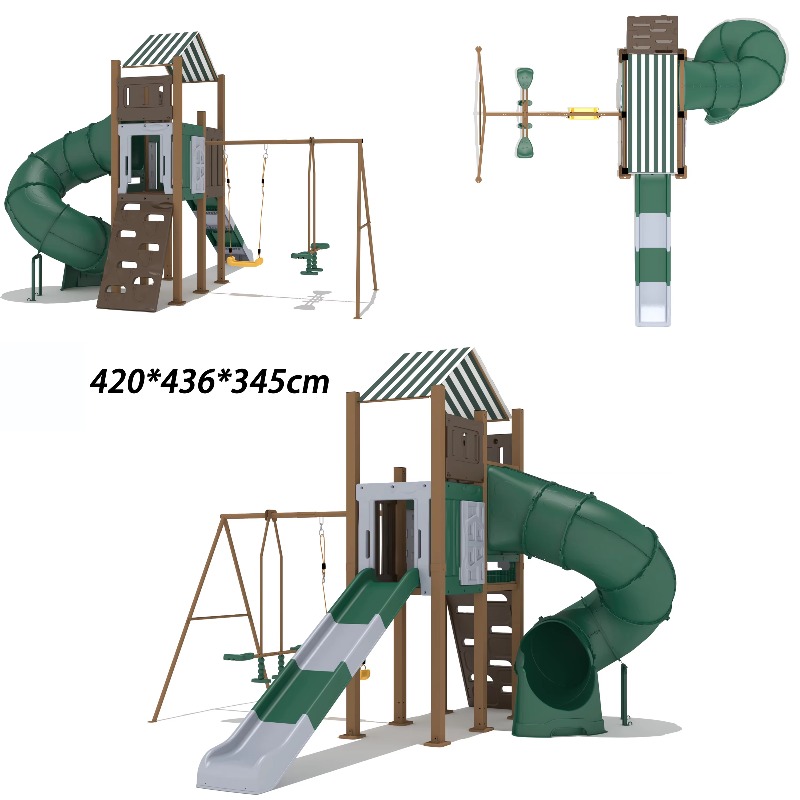Eco Friendly Kids Slide Plasti - Kids Outdoor Wooden Playhouse ulasan dan harga