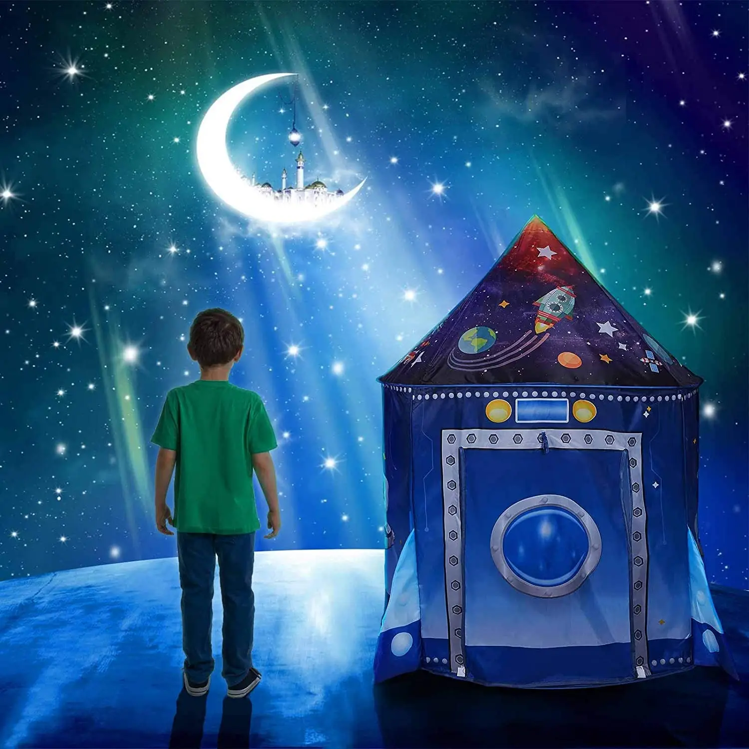 Rocket Ship Kids Tent Pop Up P - Kids Outdoor Play Tent ulasan dan harga