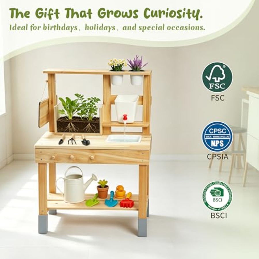 Outdoor Kids Potting Bench Wit - Kids Outdoor Chalkboard ulasan dan harga