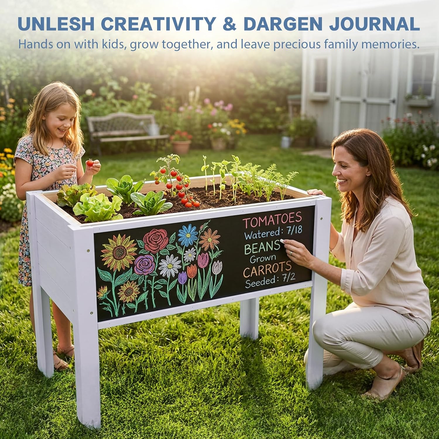 Kids Raised Garden Bed with DI - Kids Outdoor Chalkboard ulasan dan harga