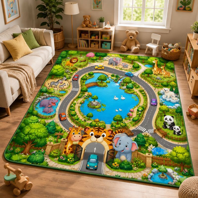 VIKAMA Kids Farm Zoo Play Rug  - Kids Outdoor Zoo ulasan dan harga