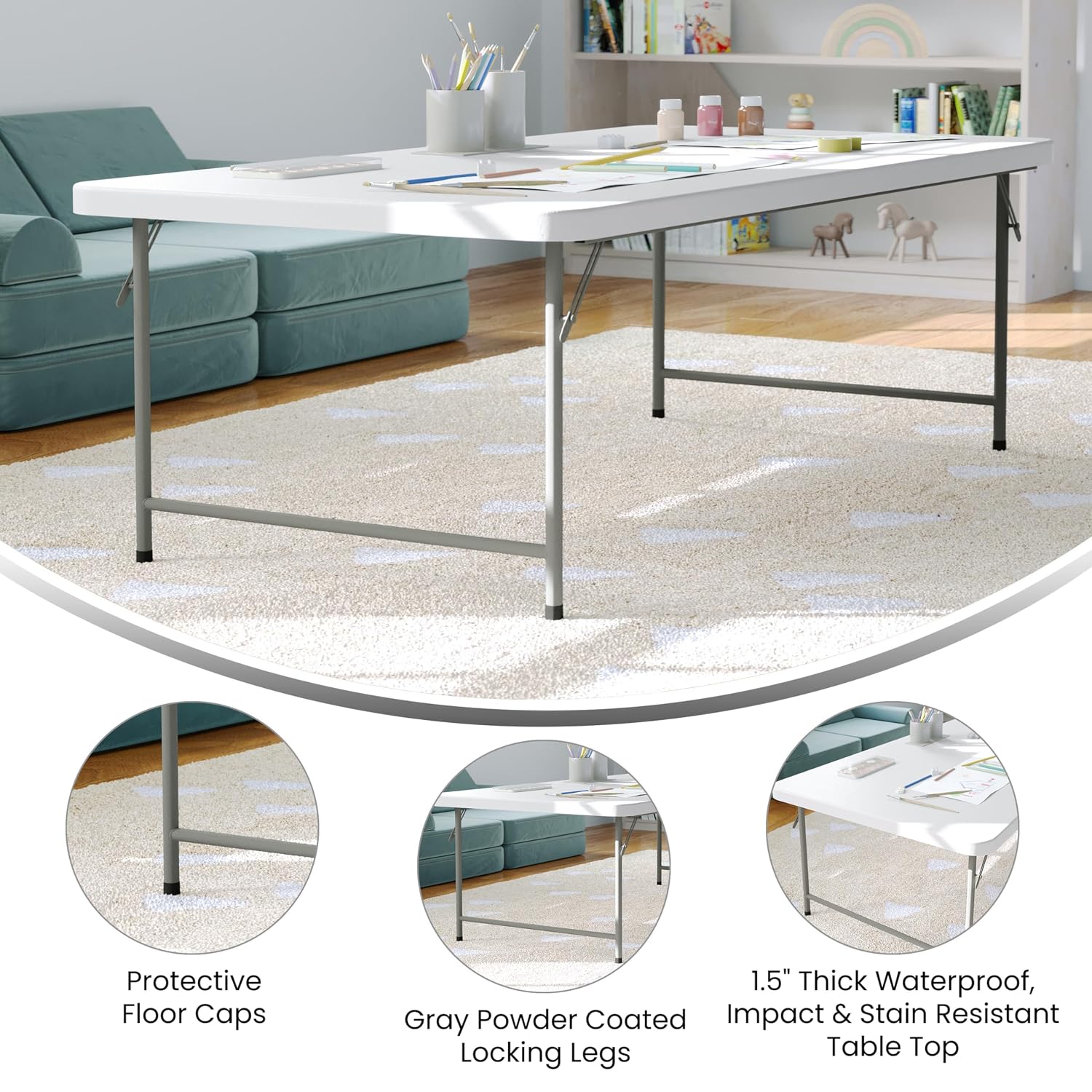 Kids 4.93ft Plastic Folding Ta - Kids Outdoor Table ulasan dan harga