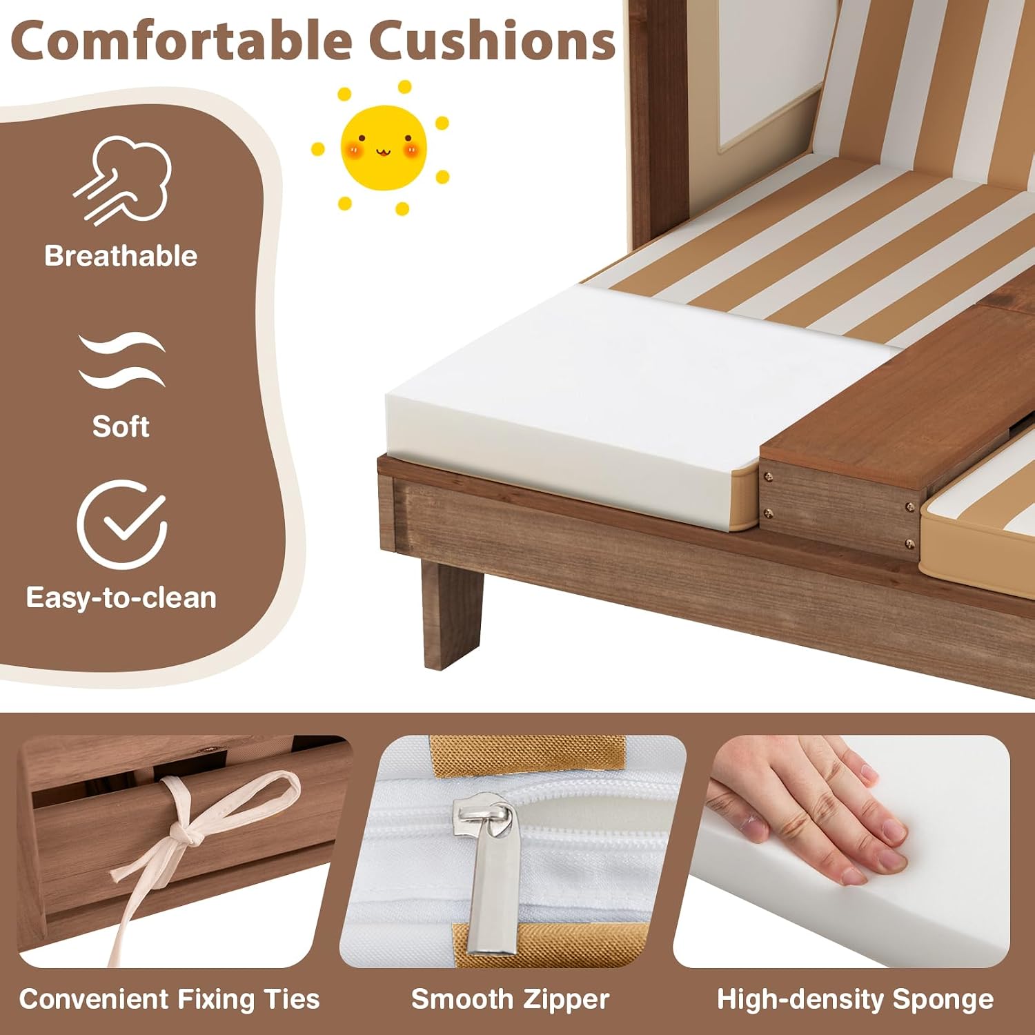 Wood Double Kids Chaise Lounge - Kids Outdoor Lounge Furniture ulasan dan harga