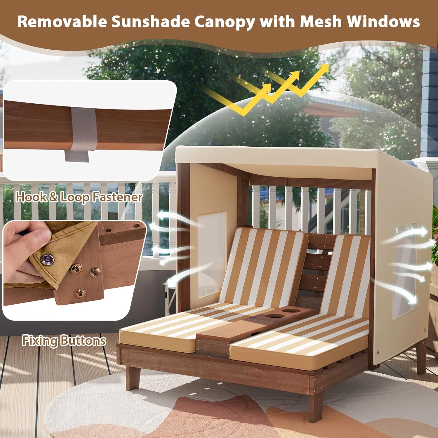 Wood Double Kids Chaise Lounge - Kids Outdoor Lounge Furniture ulasan dan harga
